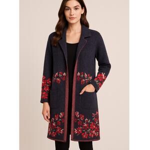 Maxsport Floral Knit Cardigan Sweater Blazer Jacket